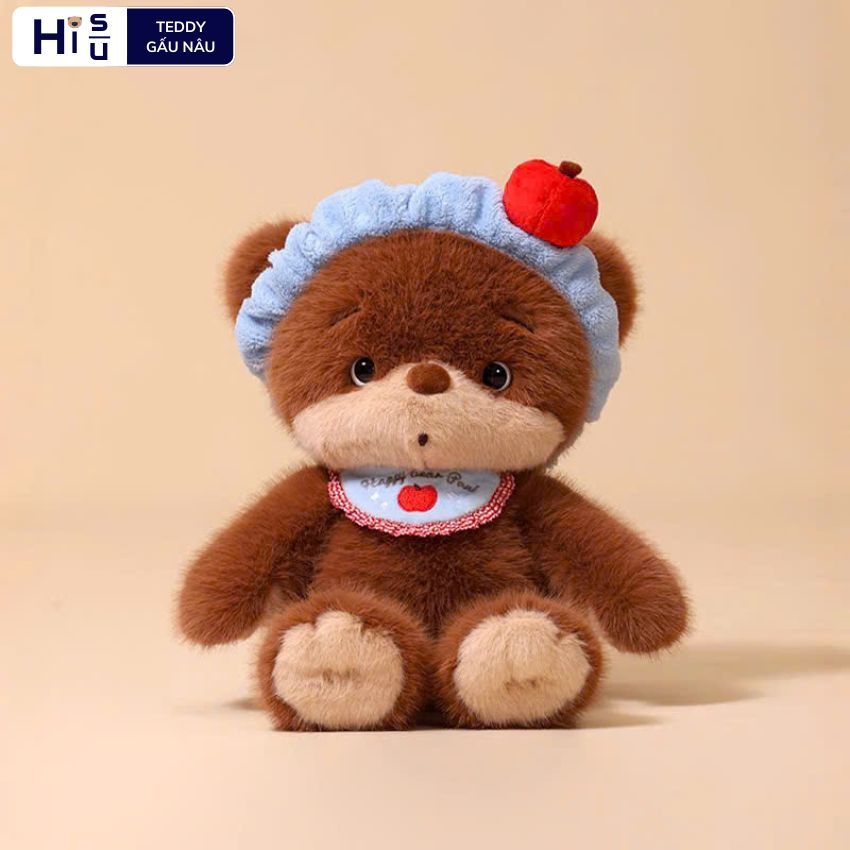 Gấu Bông Gấu Nâu Táo Đỏ CuTe,Teddy Đeo Khăn Yếm Quả Táo Dễ Thương Quà Tặng Sinh Nhật Cho Bé, Bạn Gái Ngày Valentine, 8/3