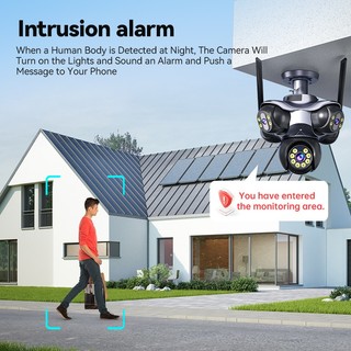 (Lỗi 1 đổi 1)Camera 2026 FFVIDEO WIFI ngoài trời  5 mắt xoay  hiển thị 5 khung hình - Cảnh Báo Chống Trộm - Đàm Thoại