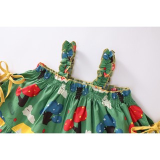 Đồ Bộ Bé Gái, Sét Đồ Bé Gái Thiết Kế Áo 2 Dây Kèm Quần Ống Rộng Chất Liệu Cotton Mềm Mịn