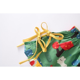 Đồ Bộ Bé Gái, Sét Đồ Bé Gái Thiết Kế Áo 2 Dây Kèm Quần Ống Rộng Chất Liệu Cotton Mềm Mịn