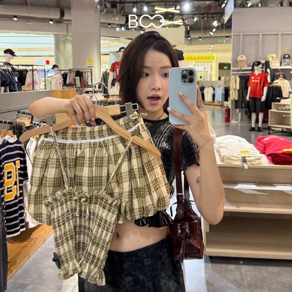 Áo 2 dây BOO smocking kẻ BOO LAAB chất liệu cao cấp dễ dàng phối đồ