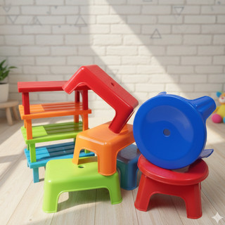 Bộ 3 Ghế nhựa mini cao cấp – Ghế ngồi bệt đa năng, ghế thẻ/ghế ốc nhỏ gọn dùng trong nhà & dã ngoại