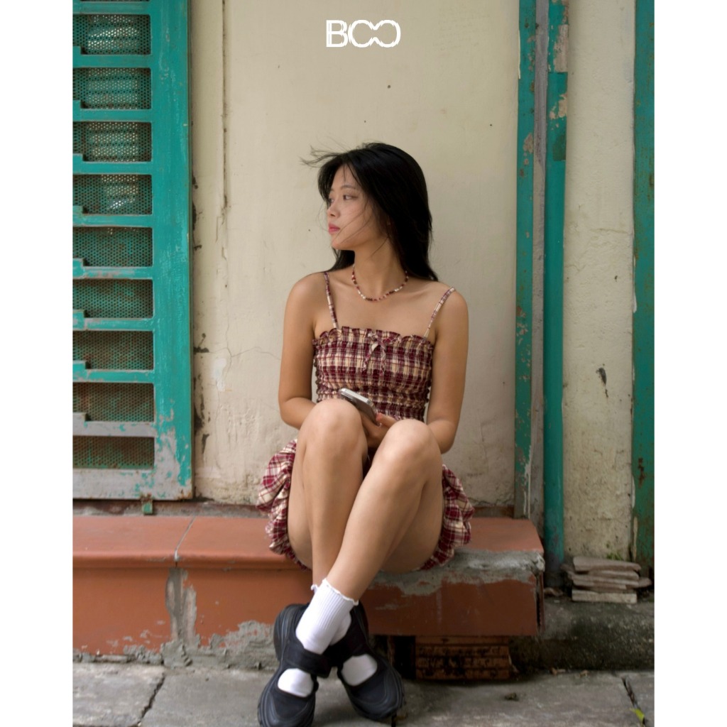 Áo 2 dây BOO smocking kẻ BOO LAAB chất liệu cao cấp dễ dàng phối đồ