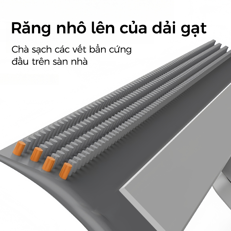 Cây lau nhà ma thuật dùng để cạo và lau sàn phòng tắm, với đầu silicon xoay 180° và các điểm nhô lên để có khả năng làm