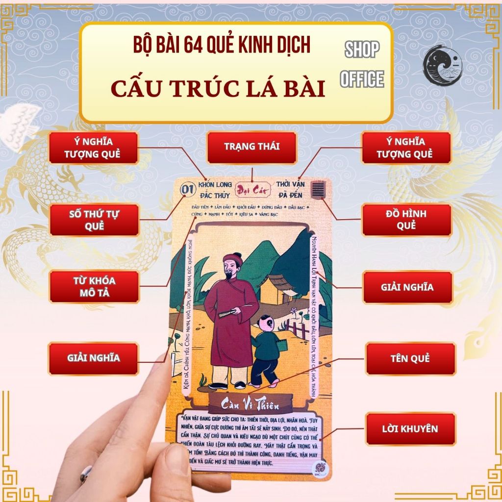 (Tặng cẩm nang giải quẻ) Combo - 3 Bộ Bài Kinh Dịch 64 Quẻ – Trí Tuệ & Ứng Dụng