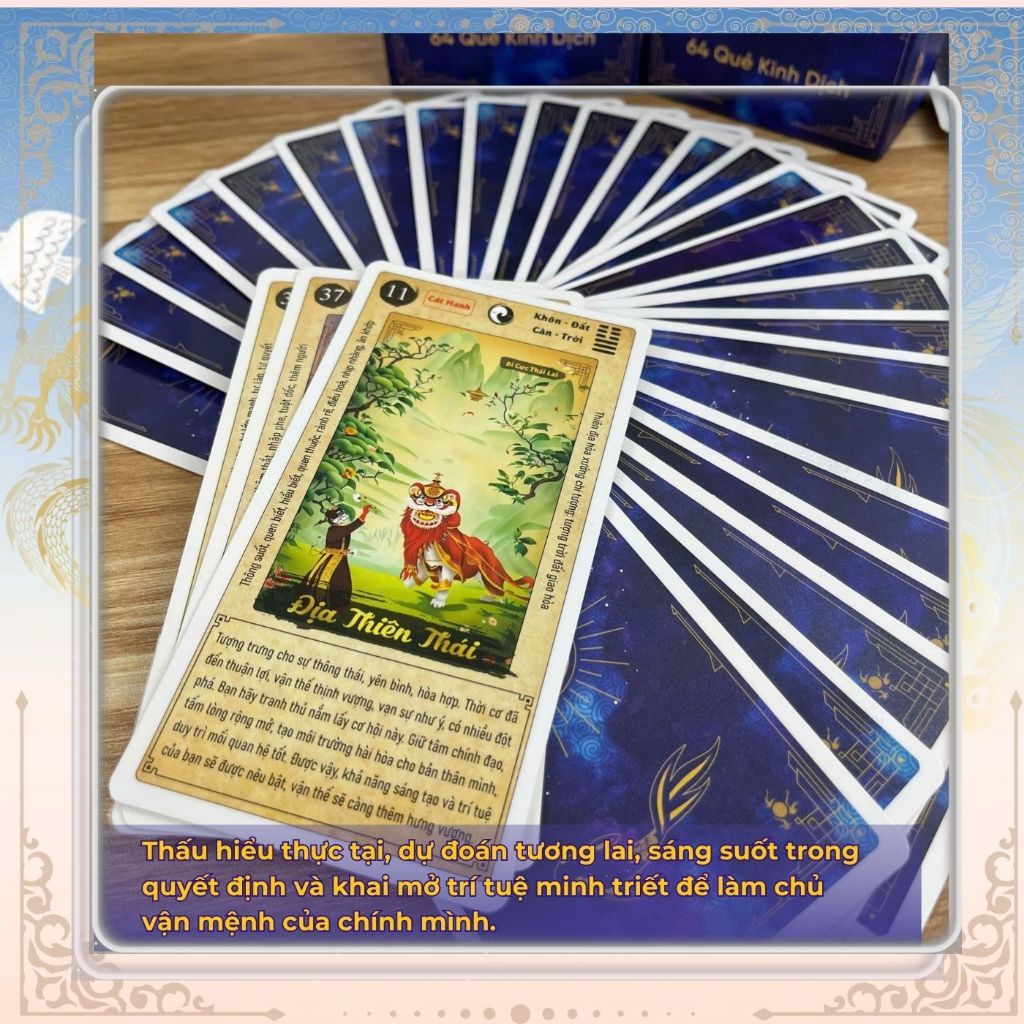 (Tặng cẩm nang giải quẻ) Combo - 3 Bộ Bài Kinh Dịch 64 Quẻ – Trí Tuệ & Ứng Dụng