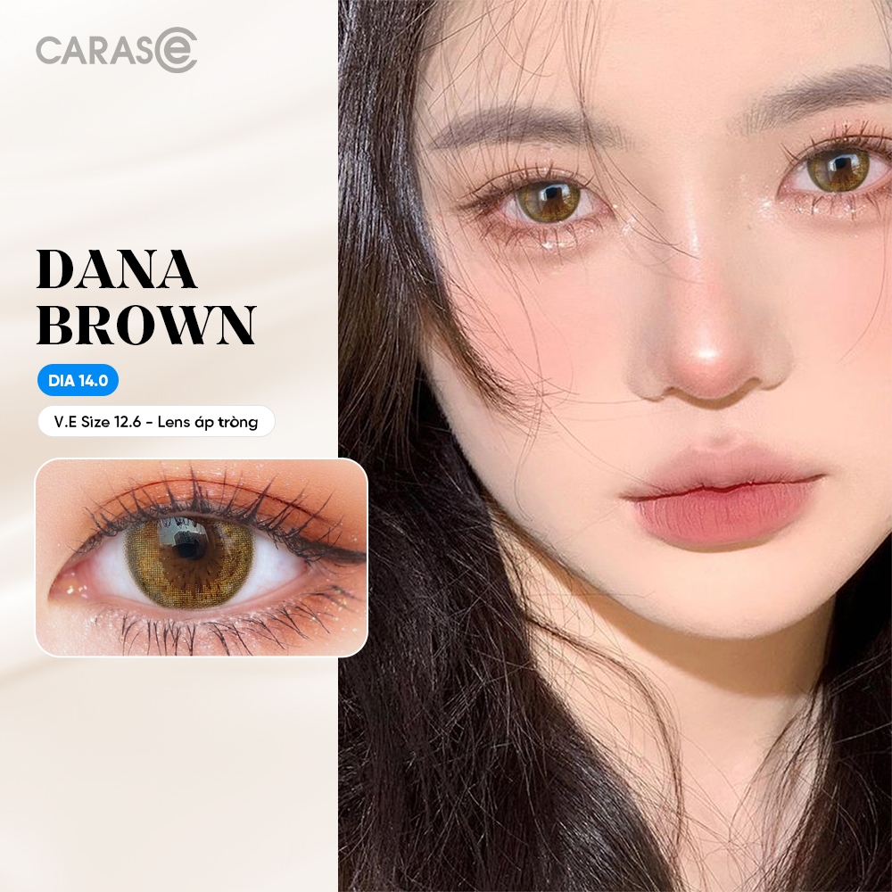 [1 Chiếc] Kính áp tròng khoá ẩm 12H 1 Tháng Màu Nâu CARASE, Lens cận DANA BROWN