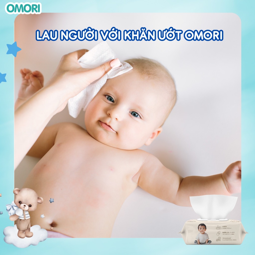 Khăn Giấy Ướt Đa Năng OMORI 100 Tờ Mềm Nhẹ An Toàn Không Bai Xù Cho Bé