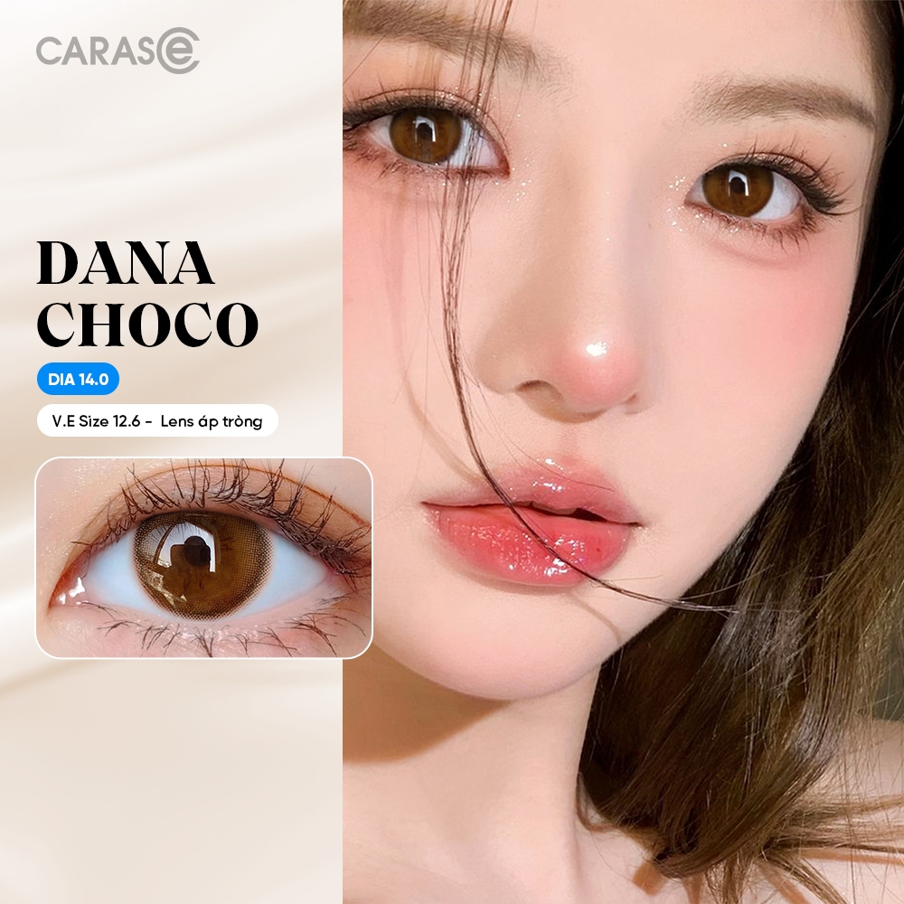 [1 chiếc] Kính áp tròng khoá ẩm 1 Ngày Màu Nâu Choco CARASE, Lens cận DANA CHOCO