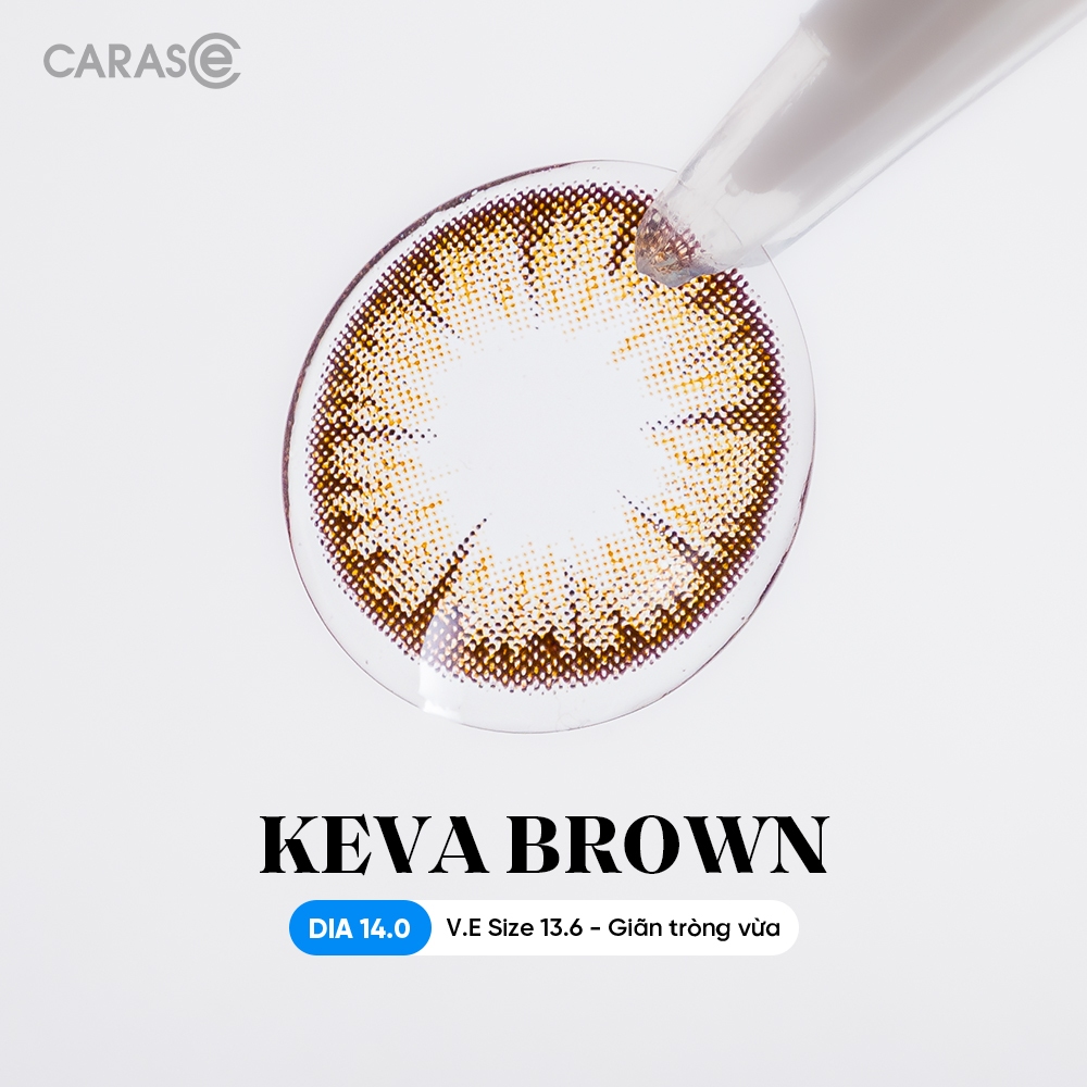 [1 chiếc] Kính áp tròng khoá ẩm 12H 1 Tháng Màu Nâu CARASE, Lens cận KEVA BROWN