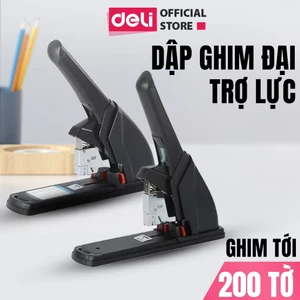 Dập ghim to 210 tờ Deli, bàn dập ghim cỡ lớn trợ lực, máy bấm ghim tiện lợi, ghim nhiều trang, chất lượng cao