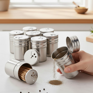 5 Lọ đựng tăm, hũ hạt tiêu bằng inox 304 nắp xoay loại xịn