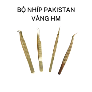 Nhíp Nối Mi Vàng Hà Mee | Bộ 4 Nhíp Classic, Volume, Tách, Hoa Hồng – Nhíp Cao Cấp Màu Vàng Sang Trọng, Chống Gỉ