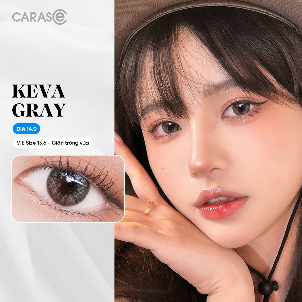 [1 chiếc] Kính áp tròng khoá ẩm 1 Ngày Màu Xám CARASE, Lens cận KEVA GRAY