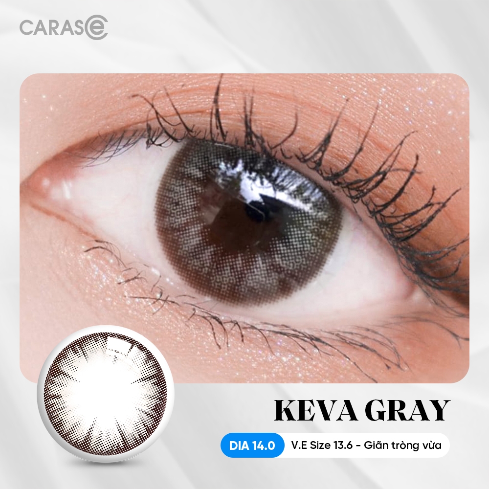 [1 chiếc] Kính áp tròng khoá ẩm 1 Ngày Màu Xám CARASE, Lens cận KEVA GRAY