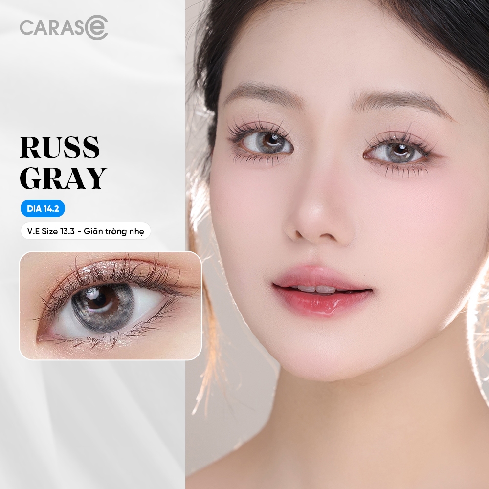 [1 chiếc] Kính áp tròng khoá ẩm 8H 3 Tháng Màu Xám CARASE, Lens cận RUSS GRAY