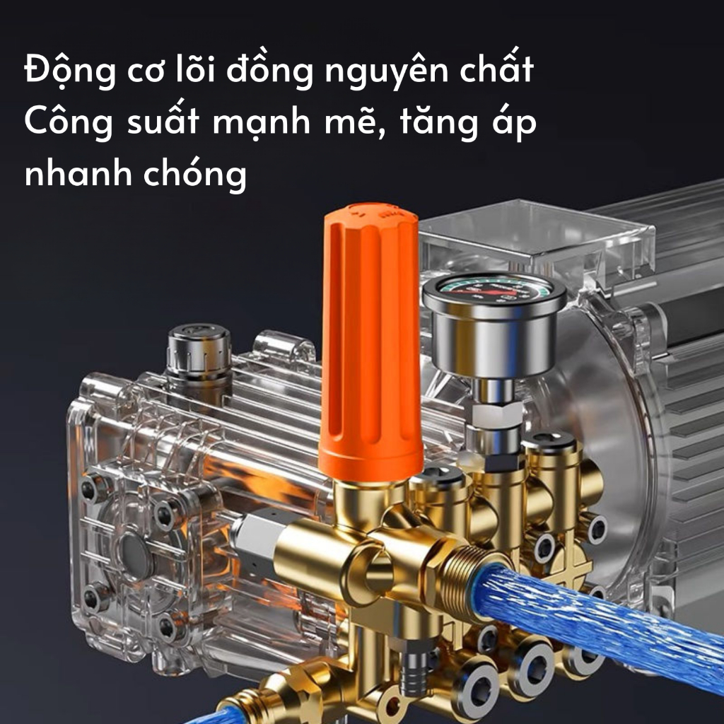 Máy rửa xe cao cáp KAW, lõi đồng dây 20m, Phun xa 10M, Áp Lực Cao Rửa Xe Máy, Ô Tô, Bảo Hành12Tháng