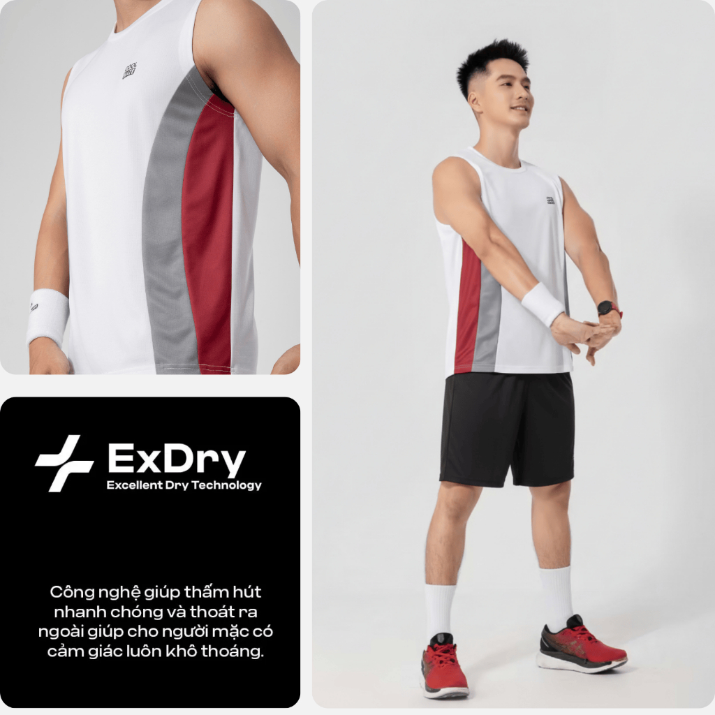 [TẶNG COMBO 2 TẤT]Set đồ thể thao nam Áo sát nách teamwear Flexline Active và Quần Promax thấm hút tốt Coolmate