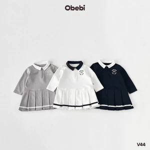 Váy Xếp Ly Cổ Khóa Obebi Thời Trang Thu Đông Lịch Sự Cho Bé Gái từ 8kg - 23kg V44