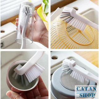 Cọ Rửa Đầu Vuông Đa Năng Cán Dài, Bàn Chải Vệ Sinh Ly Cốc Bình Nước Khe Rãnh Bồn Rửa Cửa Sổ Tiện Lợi