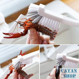Cọ Rửa Đầu Vuông Đa Năng Cán Dài, Bàn Chải Vệ Sinh Ly Cốc Bình Nước Khe Rãnh Bồn Rửa Cửa Sổ Tiện Lợi