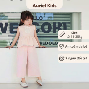 Đồ Bộ Bé Gái, Set Bộ Bé Gái Phong Cách Tiểu Thư Phối Viền Ren Màu Hồng Baby Đáng Yêu
