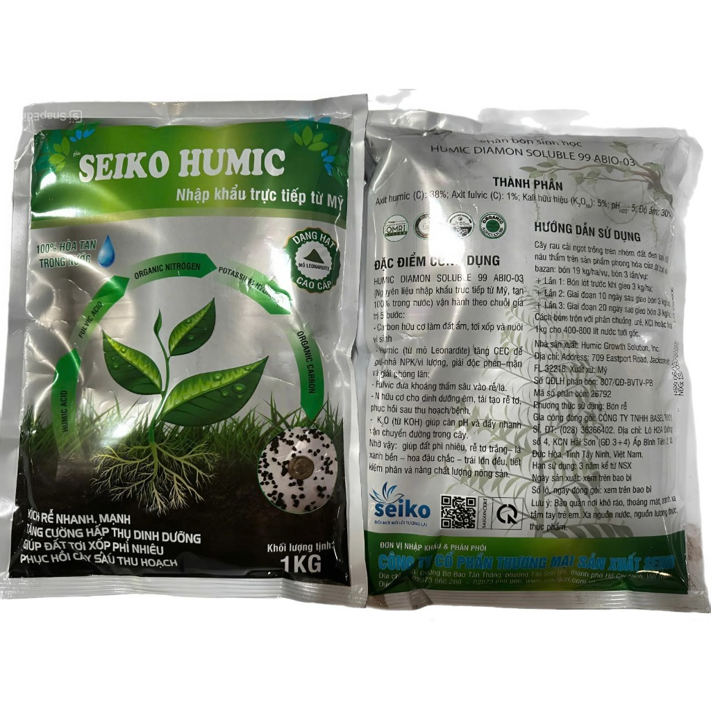 Seiko Humic (Humic Mỹ Seiko nhập trực tiếp- kích rễ nhanh, cải thiện cấu trúc đất, tăng khả năng giữ–trao đổi dinh dưỡng