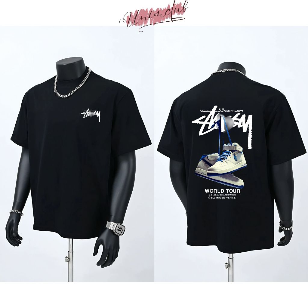 Áo Thun Stusxy Sneaker UnimStore Form Rộng Phong Cách Streetwear Vải Cotton Định Lượng 250gsm ATSTSS