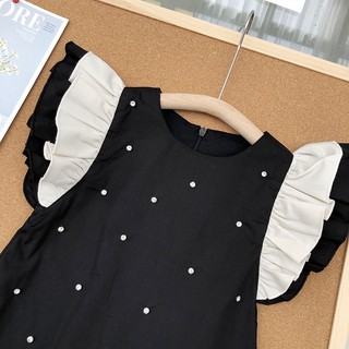 Váy Cho Bé Gái, Váy Sát Nách Cho Bé Gái Thiết Kế Cánh Tiên Đính Đá Tiểu Thư Chất Liệu 100% Cotton