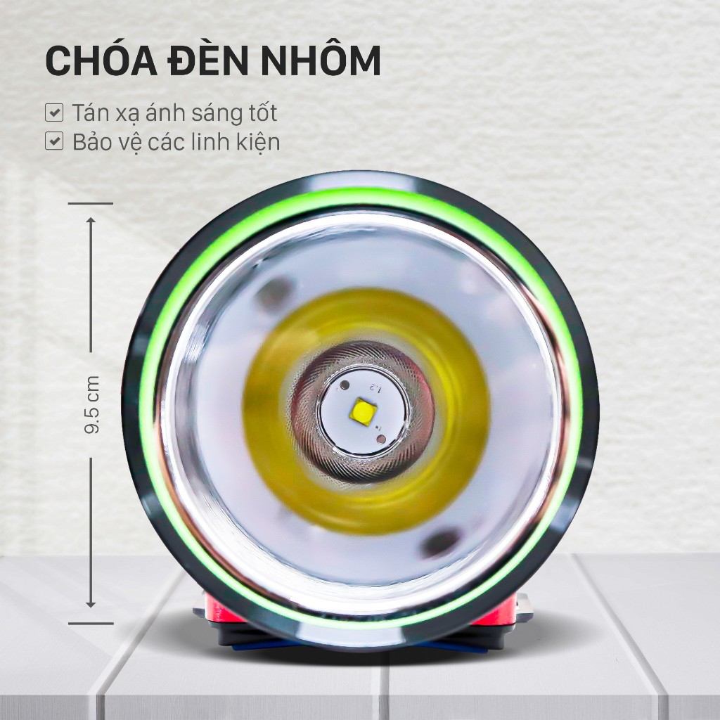 Đèn LED đội đầu D818-1W loại bóng hoạt động bằng pin sạc.Pin lithium 7200mAh,chống nước,3chế độ sáng