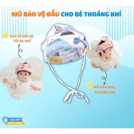 Mũ bảo vệ đầu cho bé tập đi chống va chạm siêu nhẹ thoáng khí dùng cho bé 5–36 tháng MB02