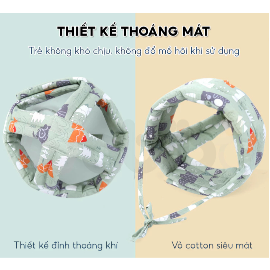 Mũ bảo vệ đầu cho bé tập đi chống va chạm siêu nhẹ thoáng khí dùng cho bé 5–36 tháng MB02