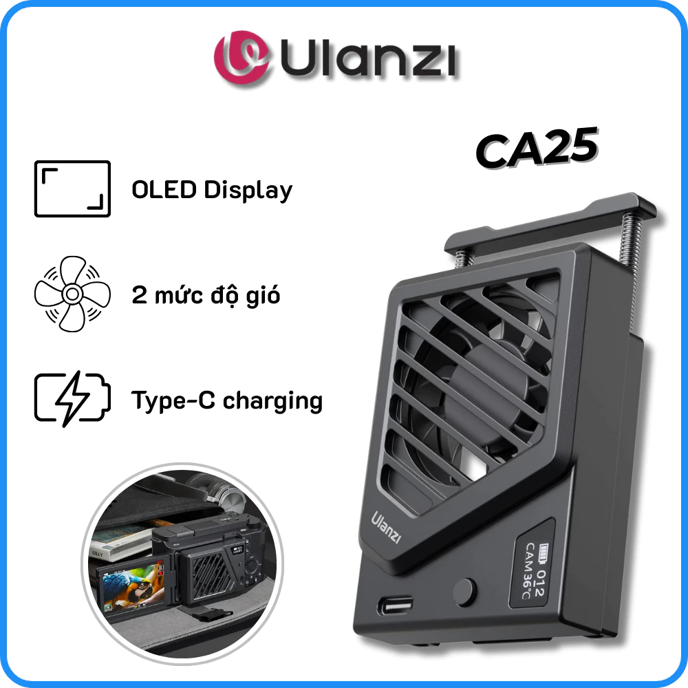 ULANZI CA25 (PHIÊN BẢN MỚI) - Quạt Tản Nhiệt Làm Mát Cho Máy Ảnh SONY / CANON / FUJIFILM / NIKON (C0