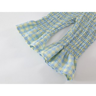 Đồ Bộ Bé Gái, Set Bộ Yếm Kẻ Caro Thắt Nơ Phối Quần Ống Loe Cho Bé Chất Liệu Cotton
