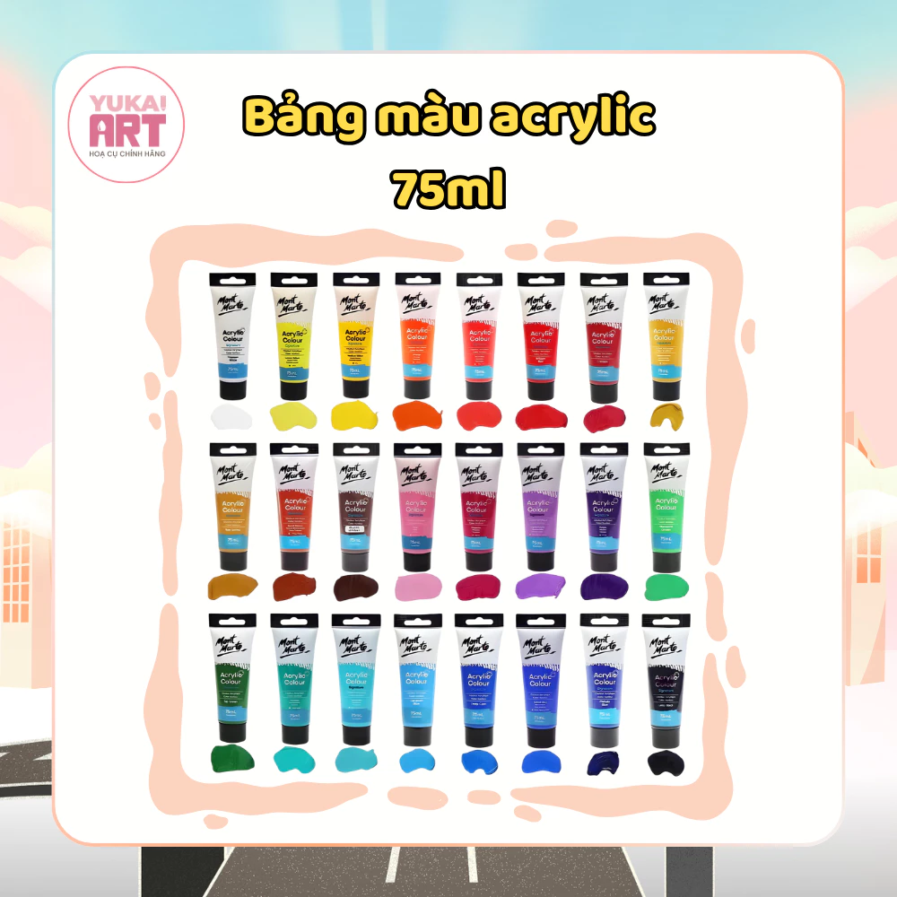 [Hỏa tốc HCM] Tuýp Màu Lẻ Acrylic Signature 75ml Mont Marte Cao Cấp - Vẽ Trên Mọi Chất Liệu Bề Mặt