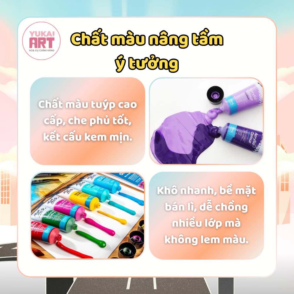 [Hỏa tốc HCM] Tuýp Màu Lẻ Acrylic Signature 75ml Mont Marte Cao Cấp - Vẽ Trên Mọi Chất Liệu Bề Mặt