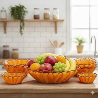 Rổ nhựa mây đựng rau củ quả và trái cây dạng oval, tròn nhiều kích thước cao cấp