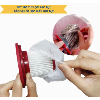 Set 100 túi vải không dệt bọc đầu máy hút bụi cầm tay tiện lợi giữ lực hút ổn định