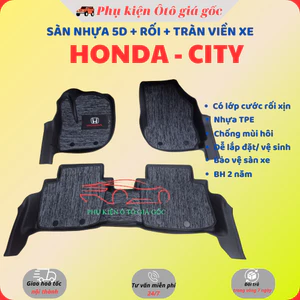 Thảm lót sàn NHỰA TPE 5D TRÀN VIỀN đúc nguyên khối Honda City 2015 - 2025 Tràn viền bậc chân, Không mùi - 2 hàng
