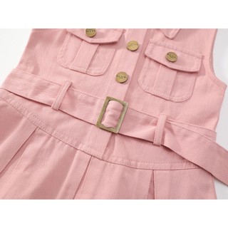 Váy Cho Bé Gái, Váy Sát Nách Cho Bé Gái Thiết Kế Cổ Bẻ Tiểu Thư Kèm Đai Thanh Lịch Chất Liệu Cotton
