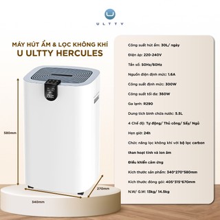 Máy Hút Ẩm & Lọc Không Khí ULTTY LUK016, HERCULES Giải Pháp Cho Những Ngày Nồm Ẩm, Khử Khuẩn Nấm Mốc