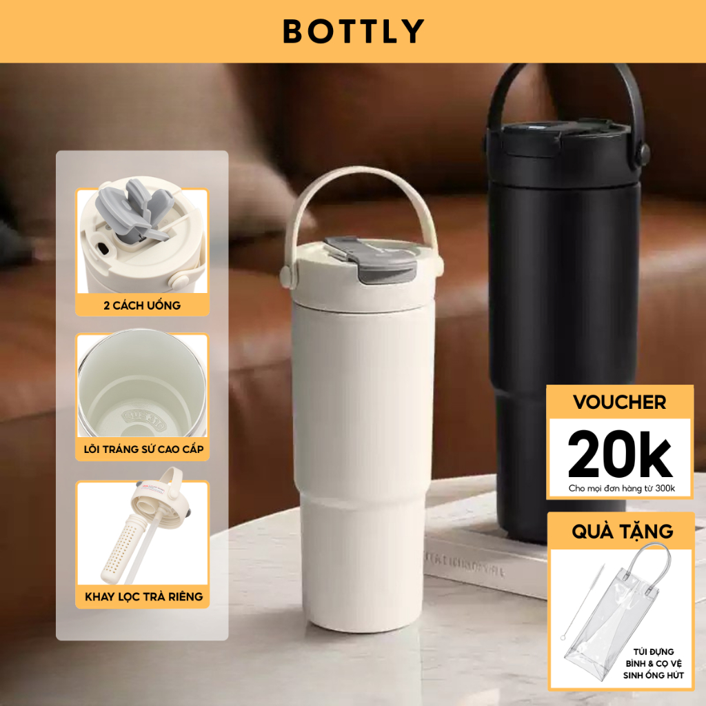Ly giữ nhiệt tráng sứ cao cấp 84F700C, 700ml, inox 316, giữ nhiệt 8-12h, khắc tên theo yêu cầu