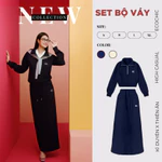 Set Bộ Váy Dài ECOCHIC Áo Crop Cổ Cao Halfzip Logo Phối Chân Váy Dài Dây Rút Chất Liệu Cao Cấp Chính Hãng B194 — ảnh 1