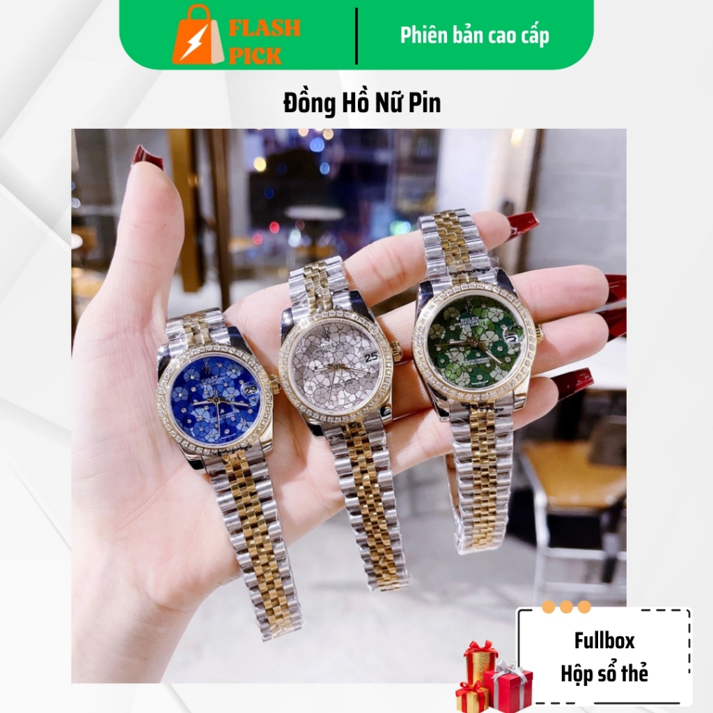 Flash Pick Đồng hồ Nữ R[ẼX dây inox, kính chống trầy FULLBOX Card Túi