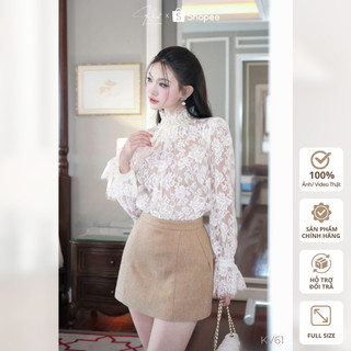 Chân váy ngắn tweed nâu chữ A Khiết Style phong cách thanh lịch KV61 [Không kèm áo]
