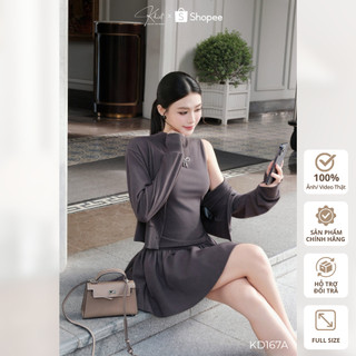 Set 3 món Khiết Style áo váy xòe thun xám phong cách daily trẻ trung năng động KS380