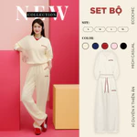 (LINK SALE) Set Bộ Dài ECOCHIC Áo Cổ Chữ V Quần Suông Dây Rút Chất Liệu Cao Cấp Mềm Mịn Chính Hãng B184 — ảnh 1