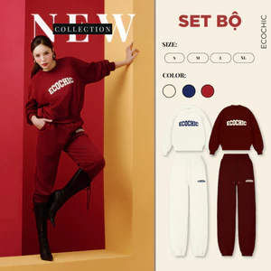 Áo Nỉ Sweater ECOCHIC Set Bộ Dài Nam Nữ Unisex Dày Set Quần Jogger Bo Chun Thoải Mái Cao Cấp Chính Hãng B187