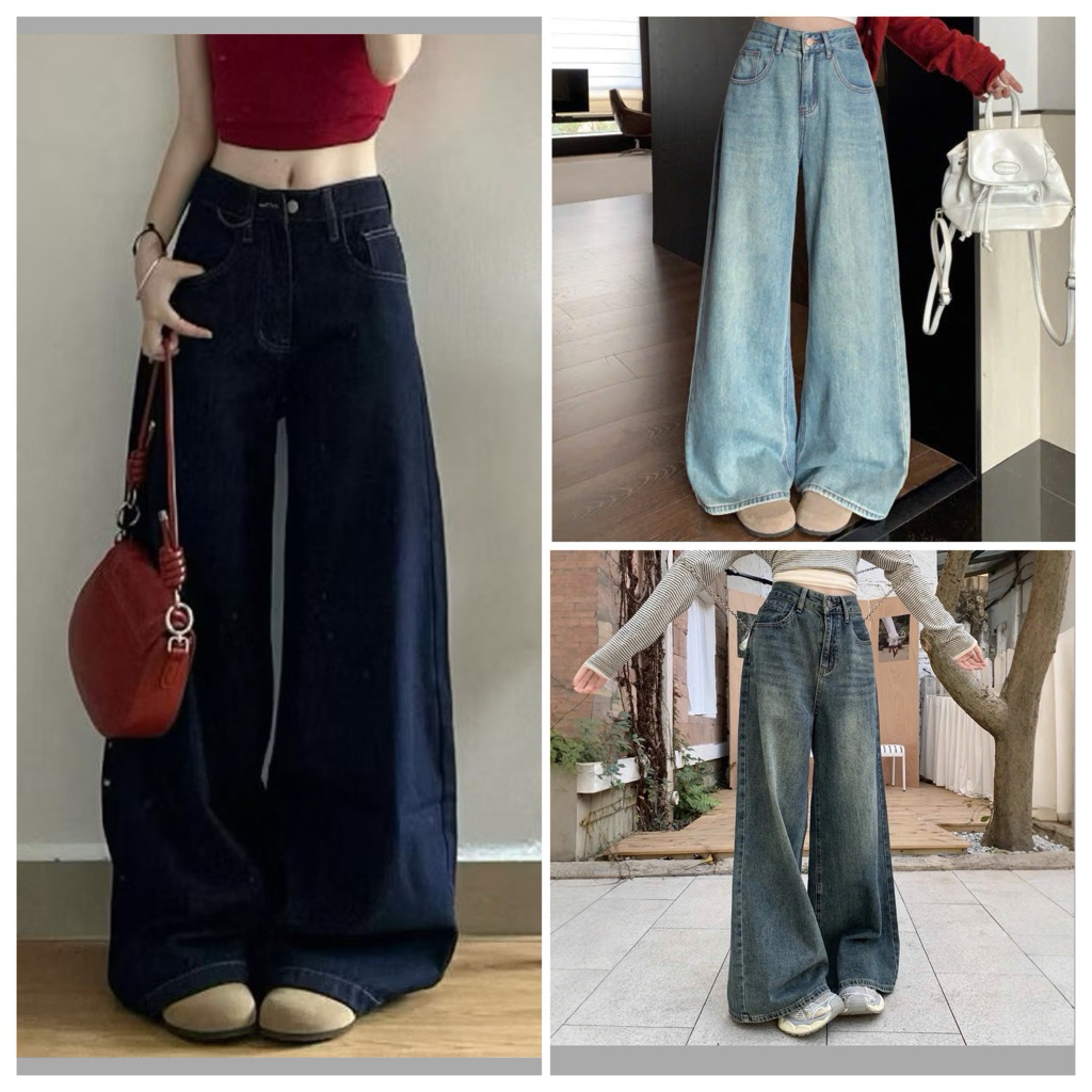 (Ống 30-33cm) Quần jeans ống rộng trơn nhiều màu chất jeans mềm đẹp loại 1