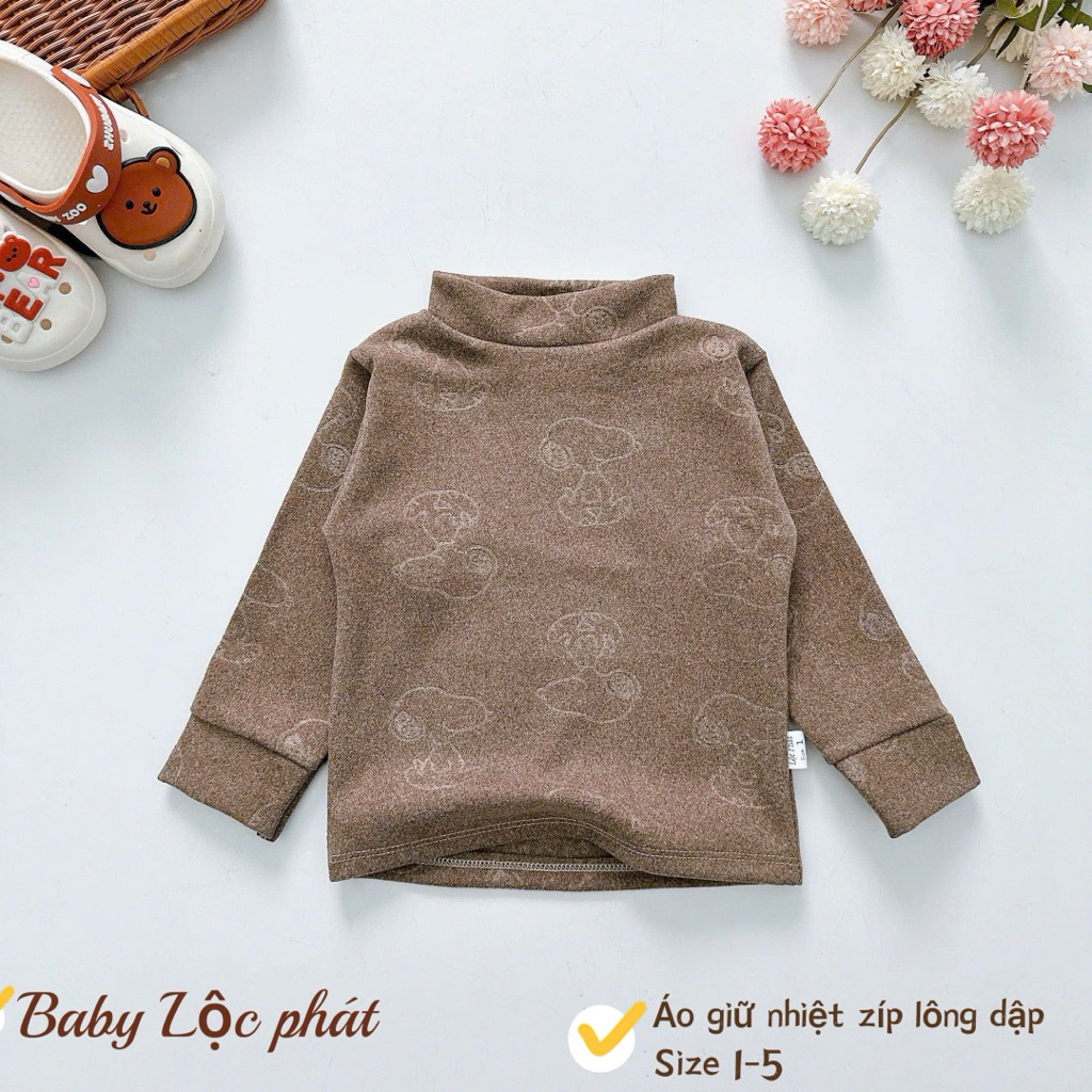 (01) Combo 1-2 Áo giữ nhiệt zíp lông 2 mặt ấm áp cho bé 4-15kg